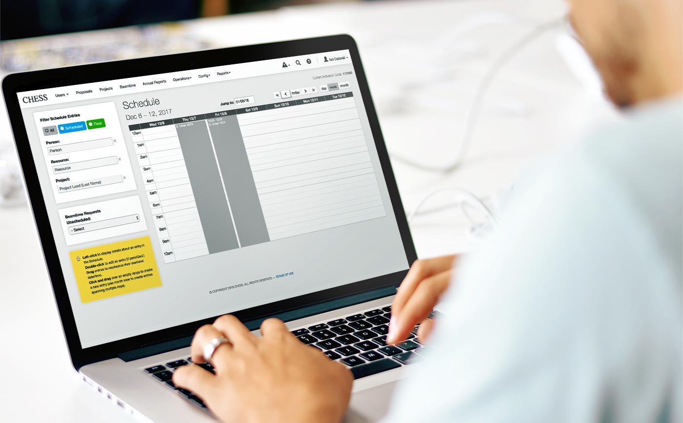 Person using the CHESS application on a laptop